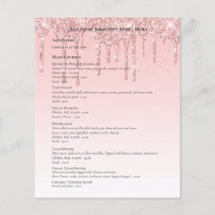 Two sided Rose Gold Dripping Glitter MENU Template