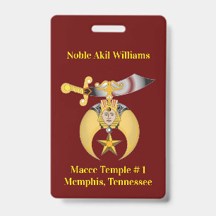 Two Sided Shriners ID Badge