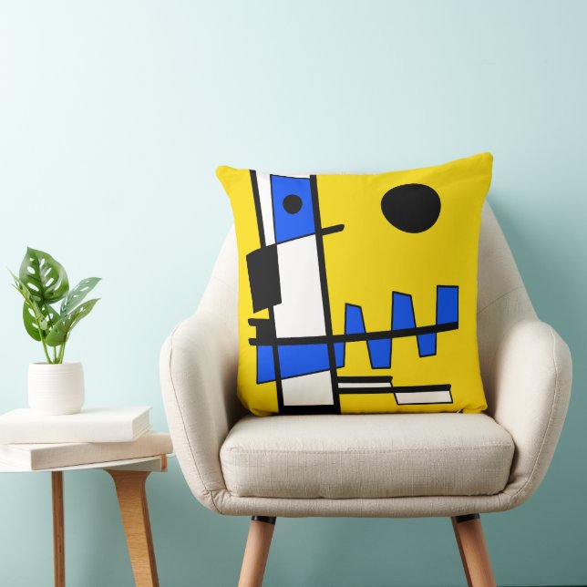 Two Sides Of Ethnicity Yellow Blue Black White Cushion (Chair)