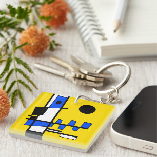 Two Sides Of Ethnicity Yellow Blue Black White Key Ring