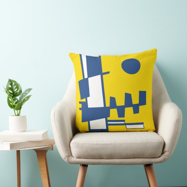Two Sides Of Ethnicity Yellow Blue White Cushion (Chair)