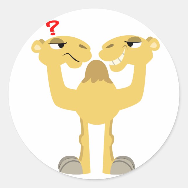 Two sides of the Same Cartoon Camel Sticker (Front)