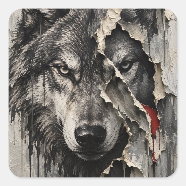 Two Sides of the Same Wolf Square Sticker (Front)