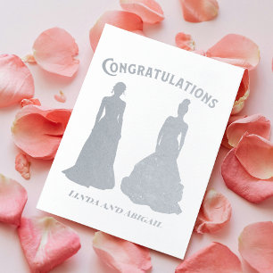Two Silhouetted Women Engagement Congratulations Foil Card