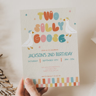 Two Silly Goose 2nd Birthday Kids Party Invitation