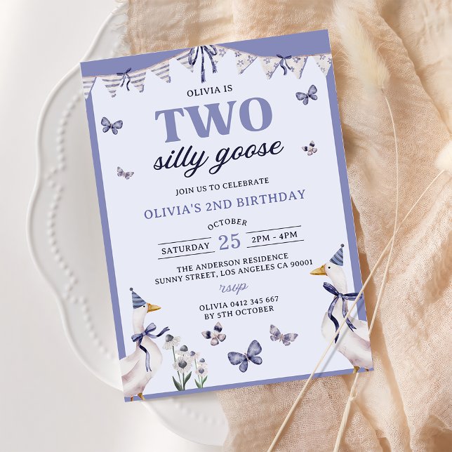 Two Silly Goose 2nd Birthday Party Invitation (Creator Uploaded)