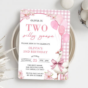 Two Silly Goose 2nd Birthday Party Invitation