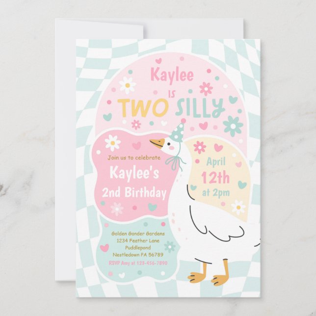 Two Silly Goose 2nd Birthday Party Spring Birthday Invitation (Front)