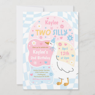 Two Silly Goose 2nd Birthday Party Spring Birthday Invitation