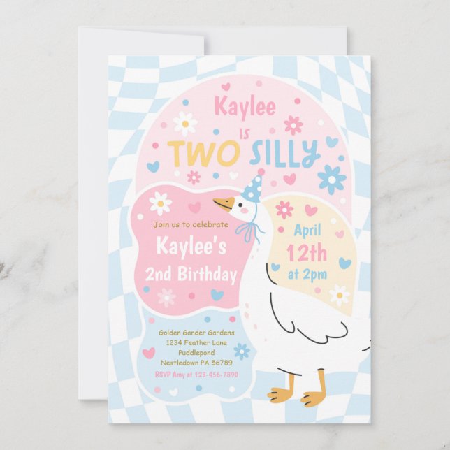 Two Silly Goose 2nd Birthday Party Spring Birthday Invitation (Front)