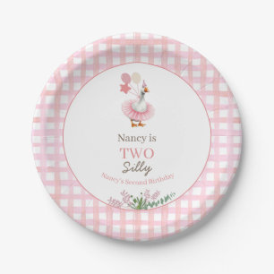 Two Silly Goose 2nd Birthday Pink Paper Plate