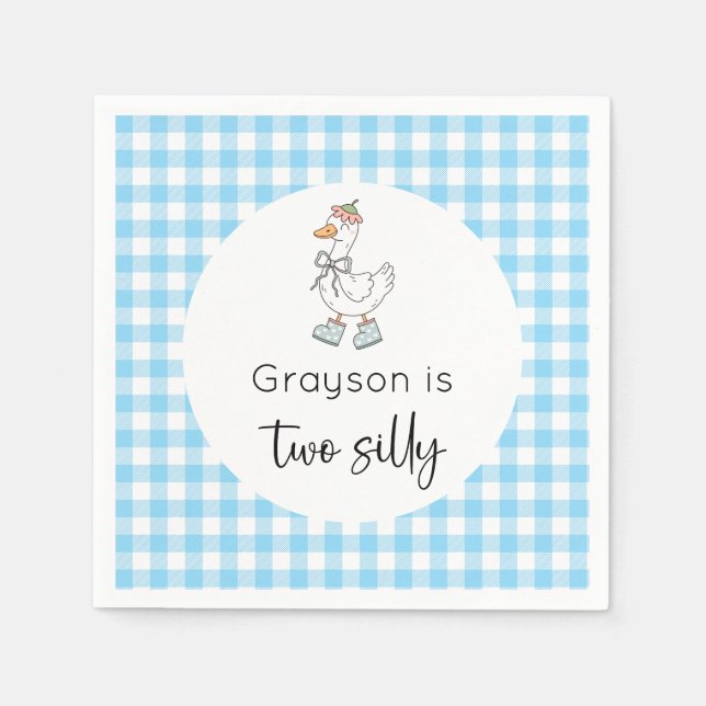 Two Silly Goose Blue Birthday Napkin (Front)