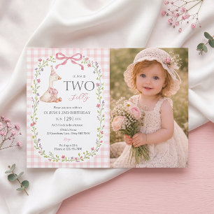 Two Silly Goose Bow Widflower Birthday Invitation