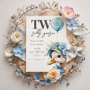Two Silly Goose Boy 2nd Birthday Invitation