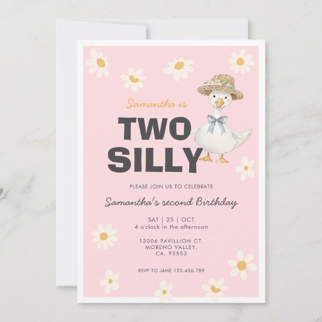Two Silly Goose Daisy Birthday Party Invitation (Front)