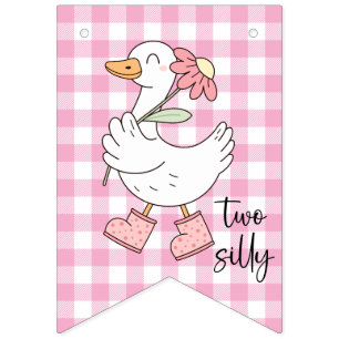 Two Silly Goose Pink Birthday Banner