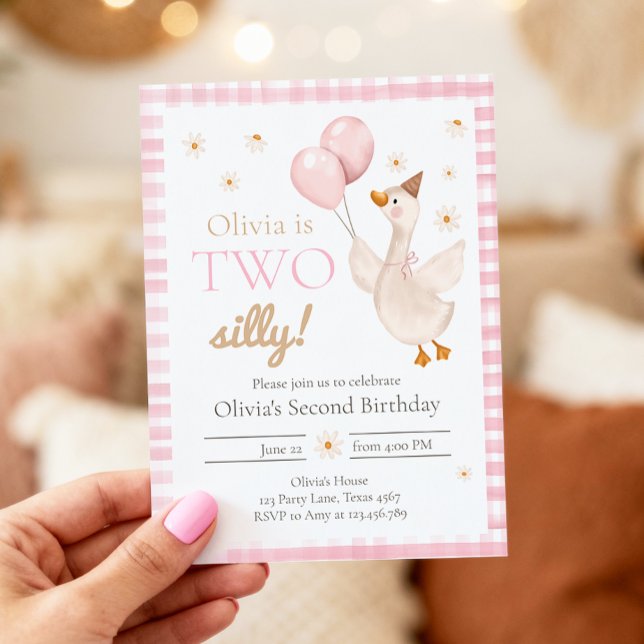 Two Silly Goose Spring Party Farm Girl Birthday Invitation (Creator Uploaded)