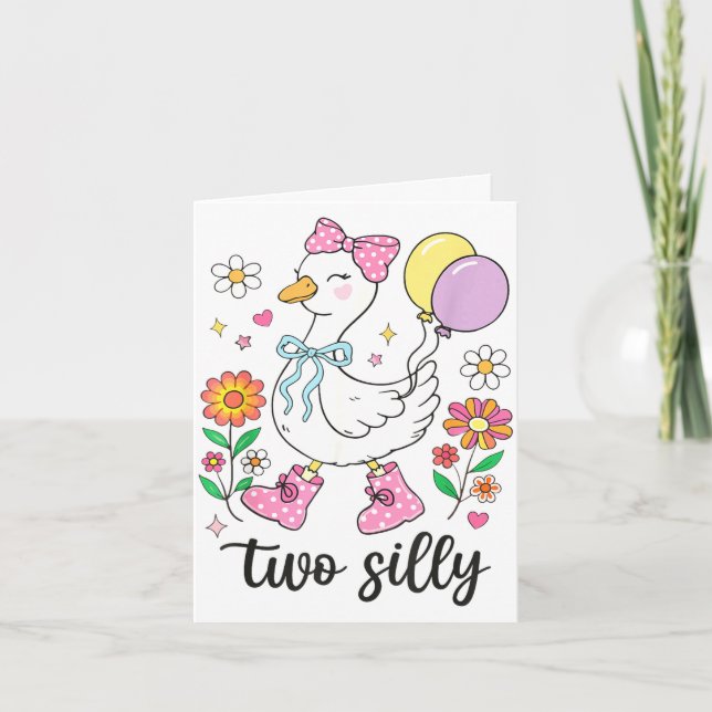 Two silly second birthday goose 2nd birthday  card (Front)