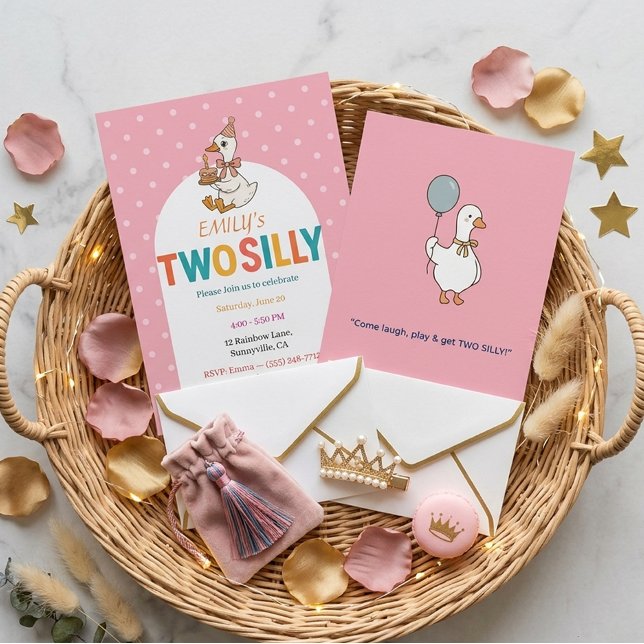 Two Silly Theme Modern Viral Aesthetic Birthday Invitation (Creator Uploaded)