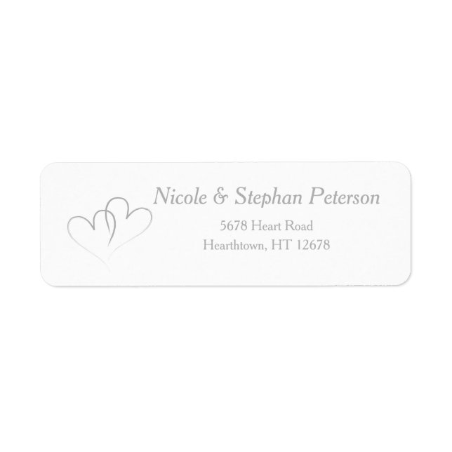 Two Silver Hearts intertwined Return Address Label (Front)
