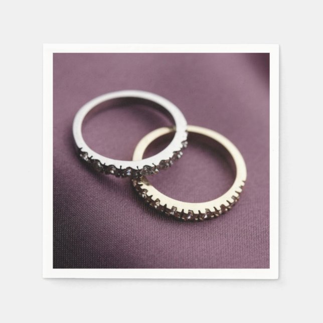 Two Silver Wedding Rings Paper Napkins (Front)