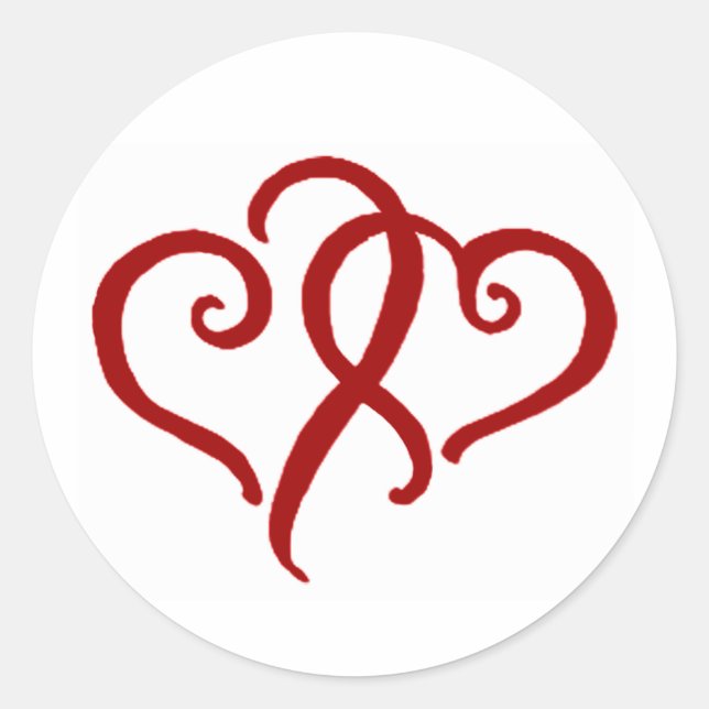 Two Simple Red Hearts Classic Round Sticker (Front)
