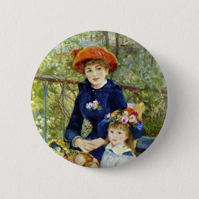 Two Sisters (On the Terrace) By Pierre Renoir 6 Cm Round Badge (Front)
