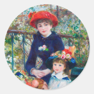 Two Sisters (On the Terrace) Pierre Auguste Renoir Classic Round Sticker