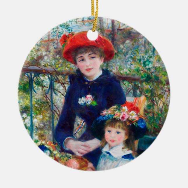 Two Sisters - Renoir Impressionist Painting 1881 Ceramic Ornament (Front)