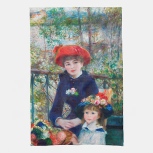 Two Sisters - Renoir Impressionist Painting 1881 Tea Towel