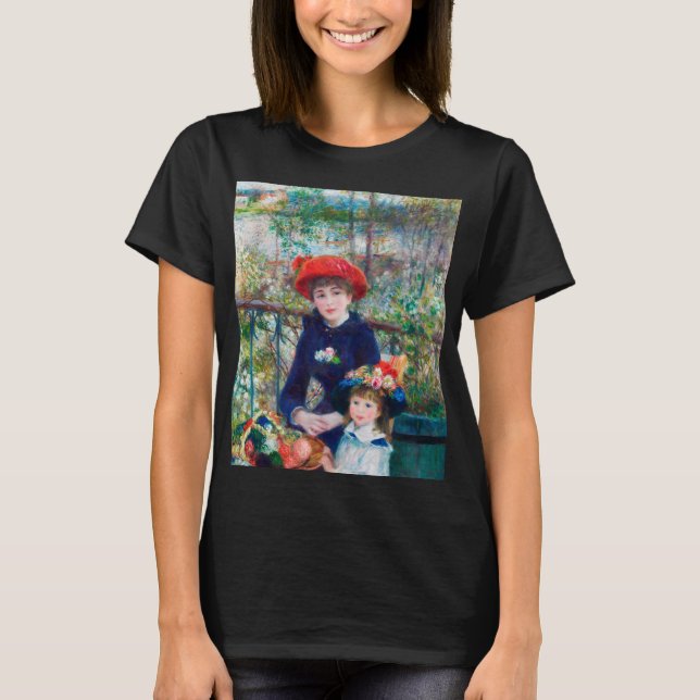 Two Sisters - Renoir Impressionist Painting T-Shirt (Front)