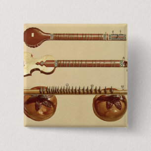 Two sitars and a rudra vina, Indian, from 'Musical 15 Cm Square Badge