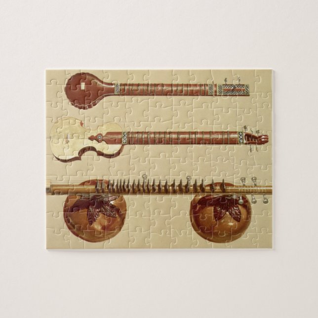 Two sitars and a rudra vina, Indian, from 'Musical Jigsaw Puzzle (Horizontal)