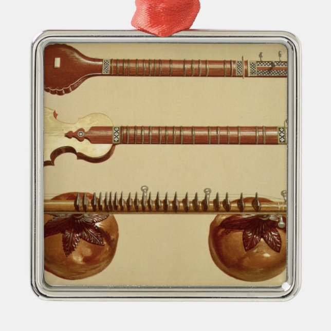 Two sitars and a rudra vina, Indian, from 'Musical Metal Ornament (Front)