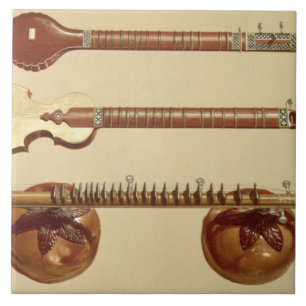 Two sitars and a rudra vina, Indian, from 'Musical Tile