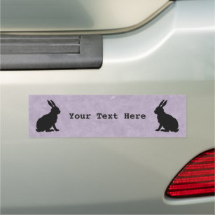 Two Sitting Rabbits in Black silhouette Purple Car Magnet