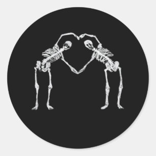 Two Skeleton Hearts Hands Classic Classic Round Sticker