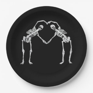 Two Skeleton Hearts Hands Classic Paper Plate