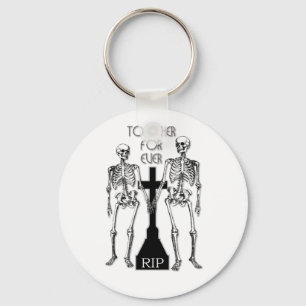 Two skeletons in love key ring