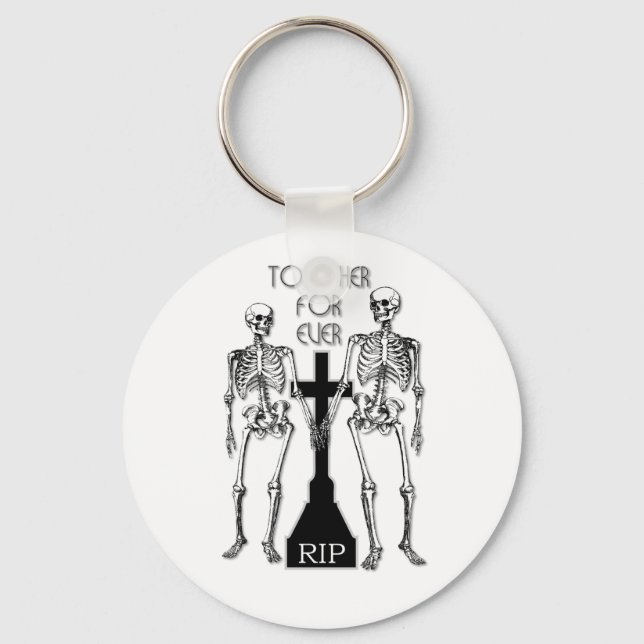 Two skeletons in love key ring (Front)