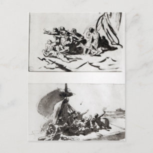 Two sketches for The Raft of the Medusa, c.1819 Postcard