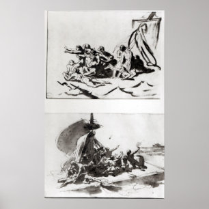 Two sketches for The Raft of the Medusa, c.1819 Poster