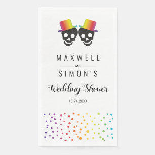 Two skull grooms and confetti gay wedding shower napkin