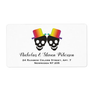 Two skull grooms rainbow colours gay wedding