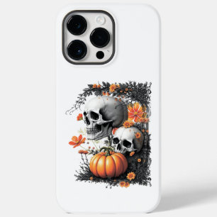 Two skulls and a pumpkin among flowers. Case-Mate iPhone 14 pro max case