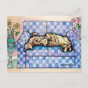 Two Sleeping Tabby Cats Postcard