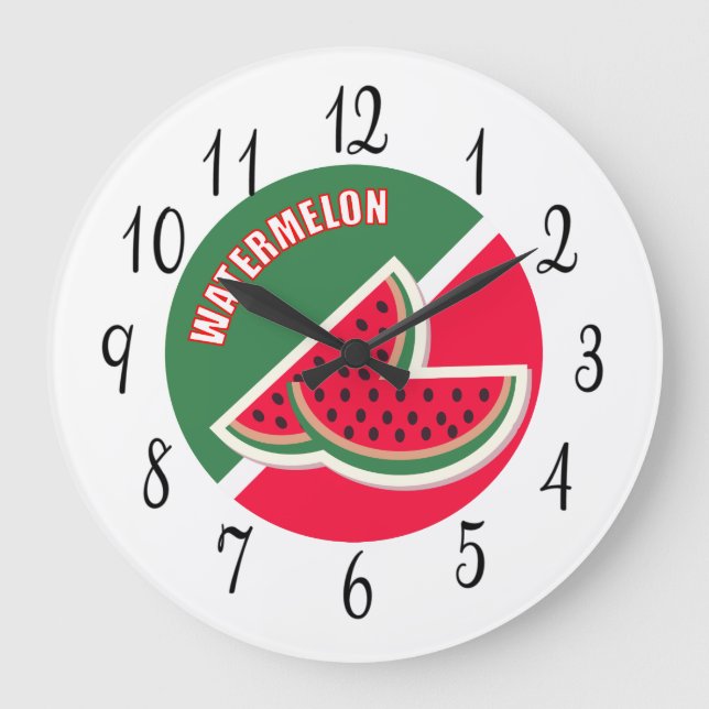 Two Sliced of Watermelon Large Clock (Front)