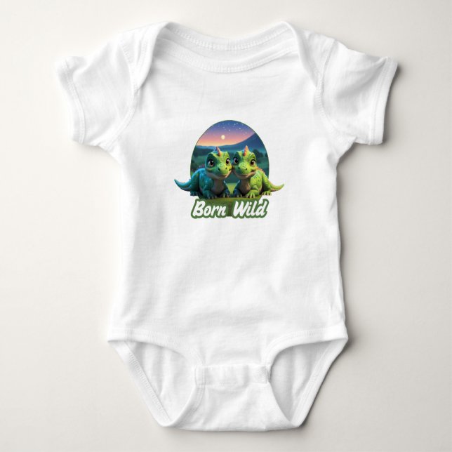 Two small diners - Born Wild Baby Bodysuit (Front)