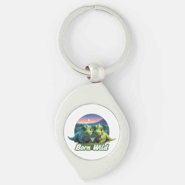 Two small diners - Born Wild Key Ring (Front)