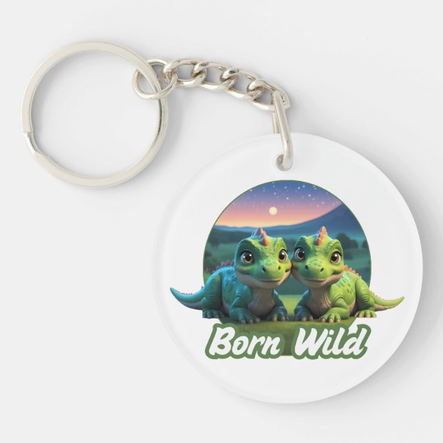 Two small diners - Born Wild Key Ring (Front)
